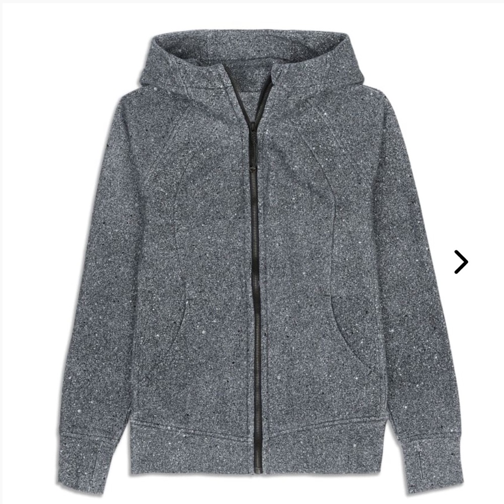 Lululemon scuba jacket with hoodie! Black and white speckled!!